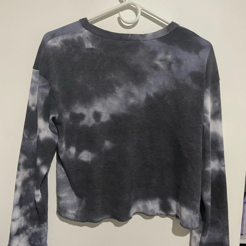 2/$30 - Tie-Dye Ribbed Long Sleeve Top - Blue-gray/White - Picture 2 of 3